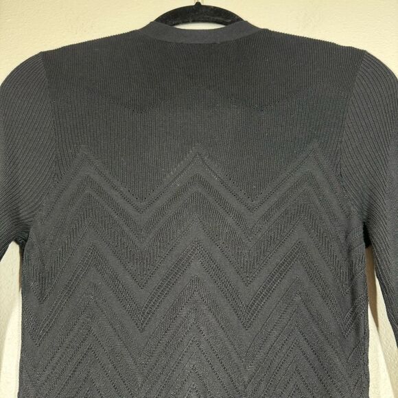 L'Agence Millie Knit Cardigan Sweater Black Long Line V-Neck Chevron Size Small - Picture 6 of 8